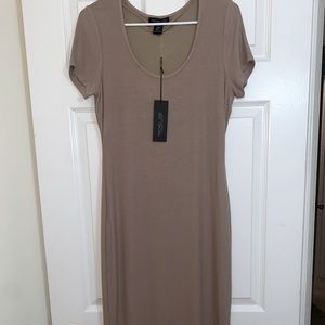 BROWN KNITTED BACK SLIT RACHEL ZOE DRESS